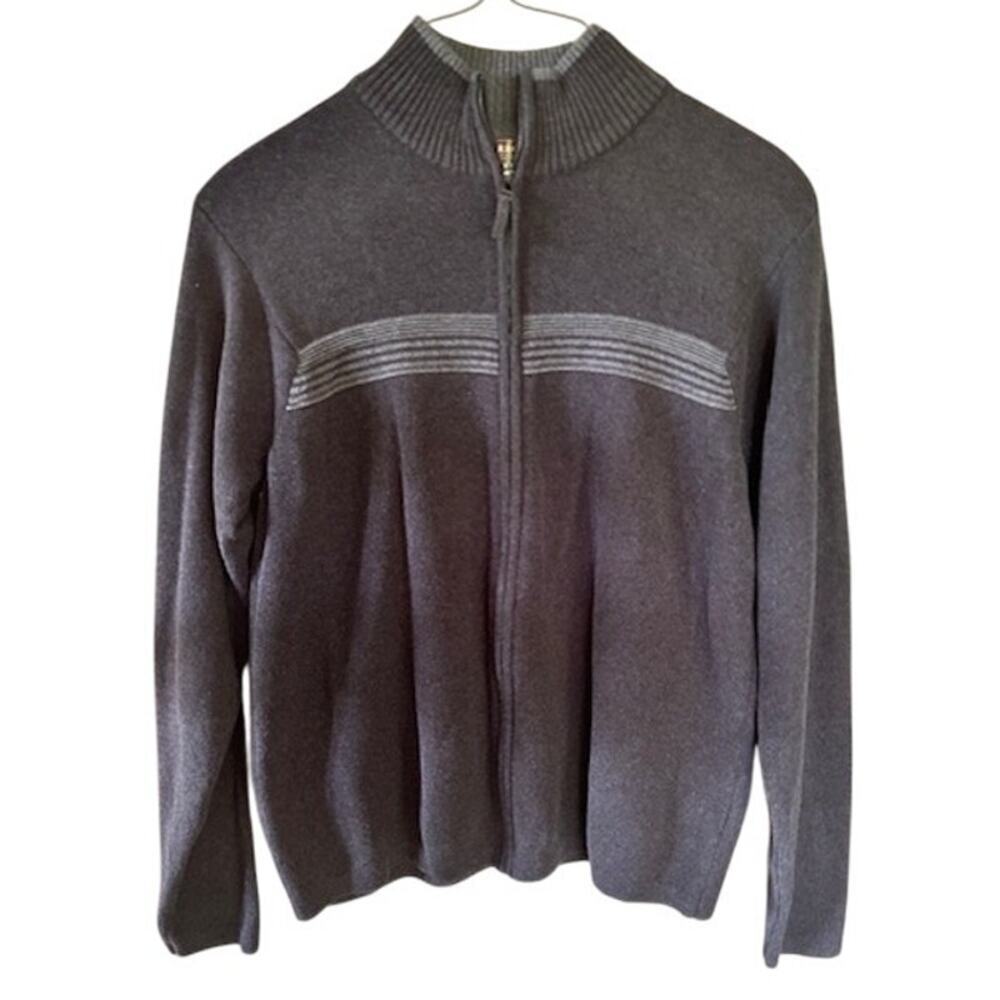 Arrow Full-Zip Sweater – Men’s Size Large – Cotton Knit – Gray